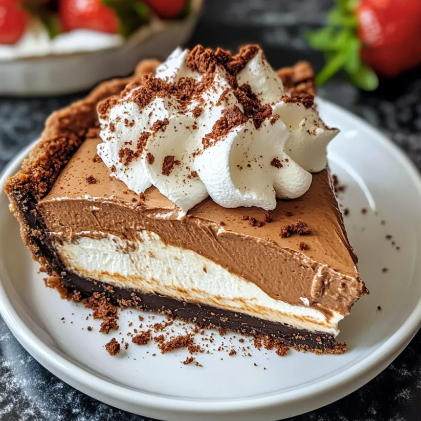 A slice of French Silk Pie.