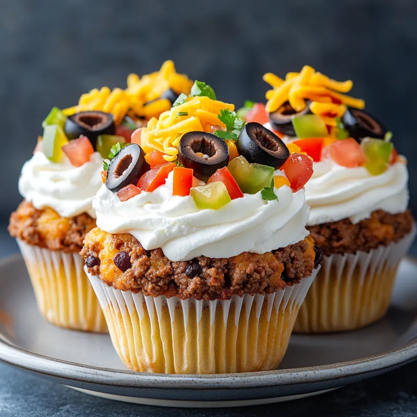 A cupcake with a taco topping.