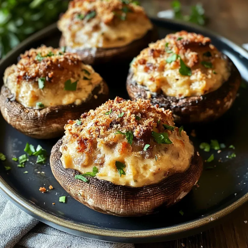 A plate of mushrooms with bacon and cheese.