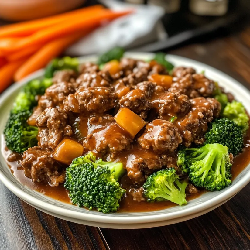 A plate of food with meat and broccoli.