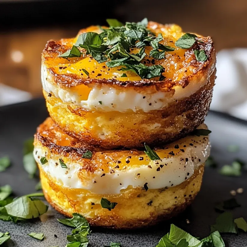 Three stacked muffins with green toppings.