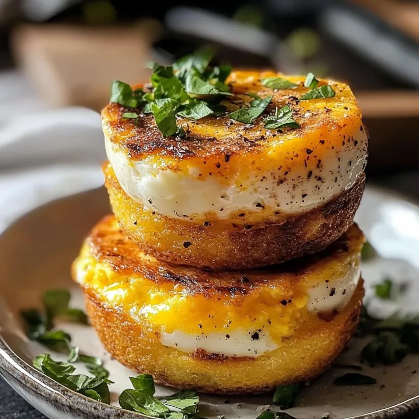 Two stacked sandwiches with greens on top.