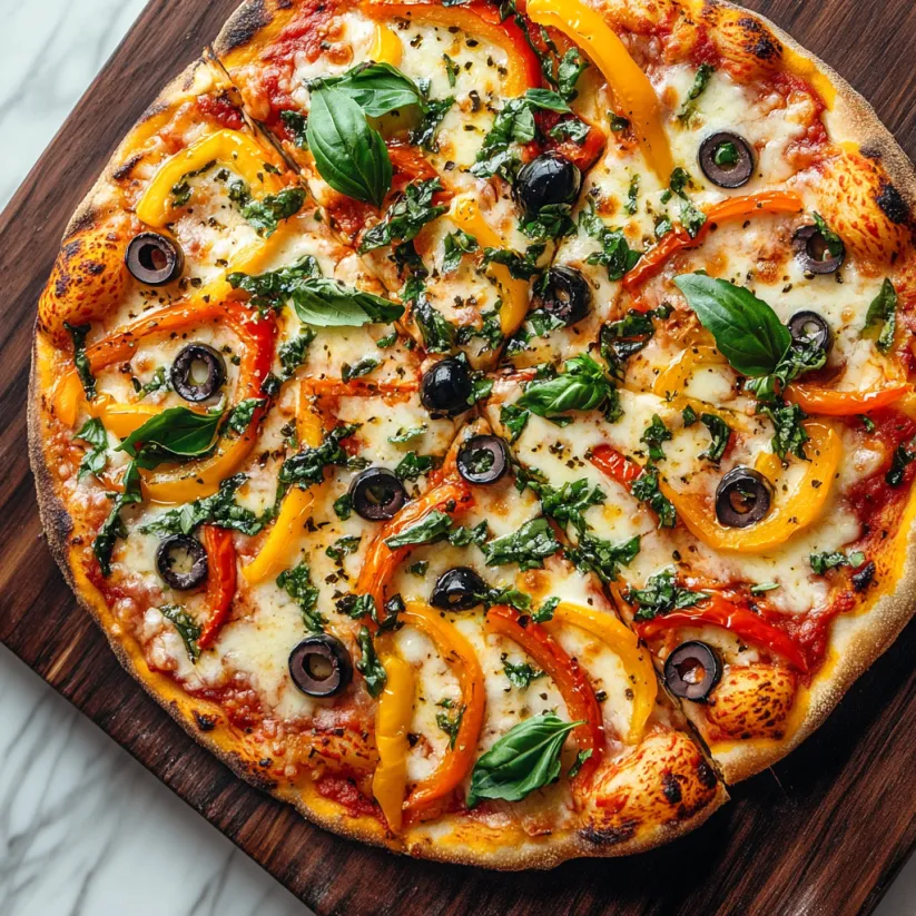 A pizza with a variety of toppings on it.