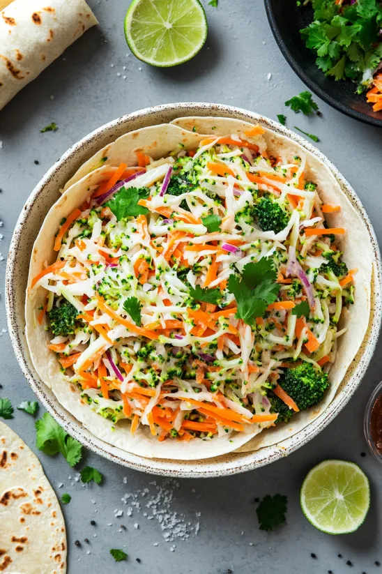 A bowl of slaw for fish tacos.