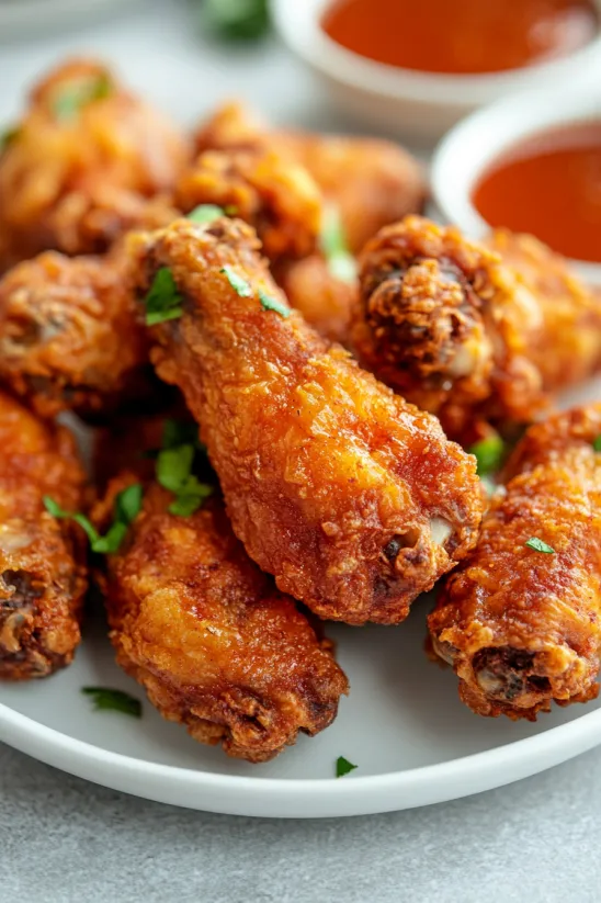 A plate of air fryer chicken wings.