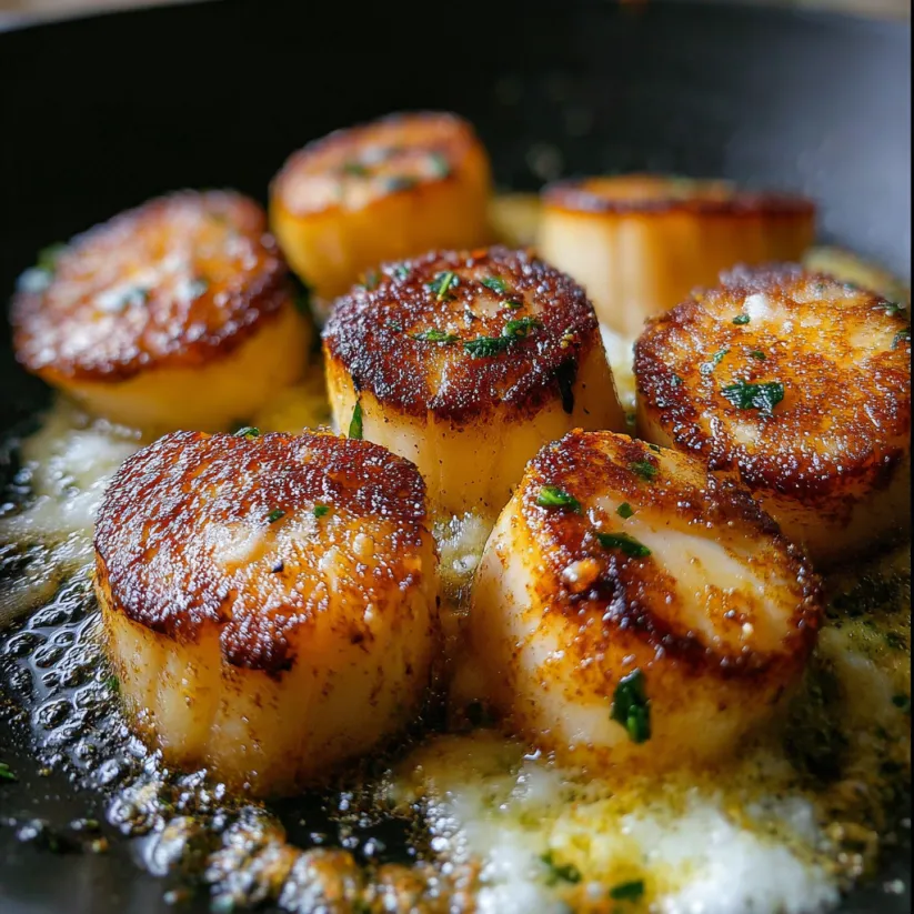 Perfect Pan Seared Scallops.