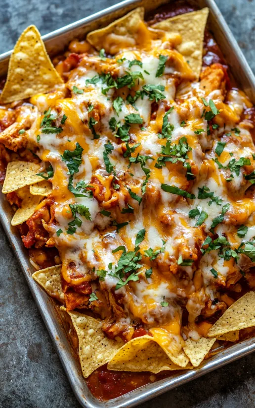 A dish of BBQ chicken nachos.