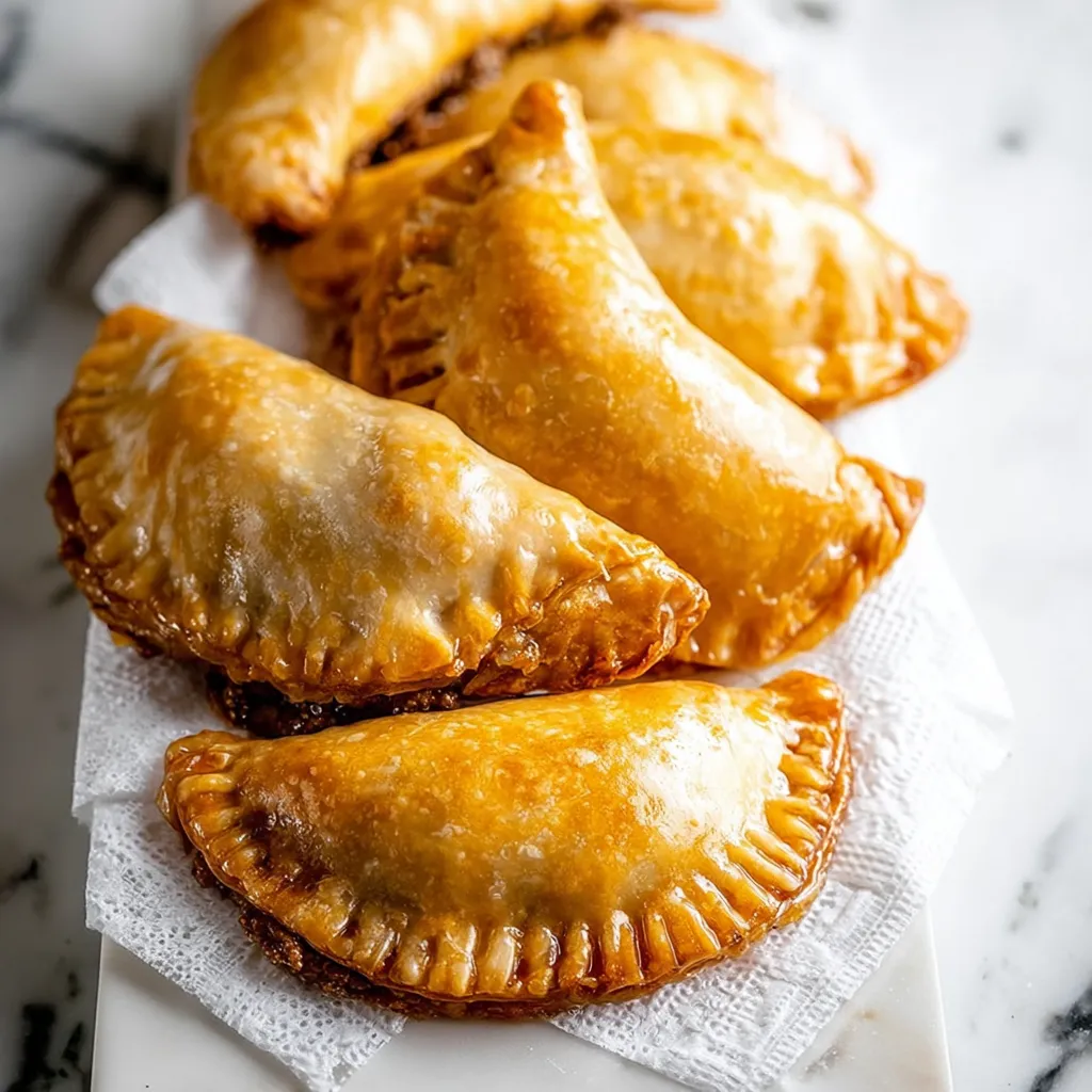 A plate of beef empanadas.