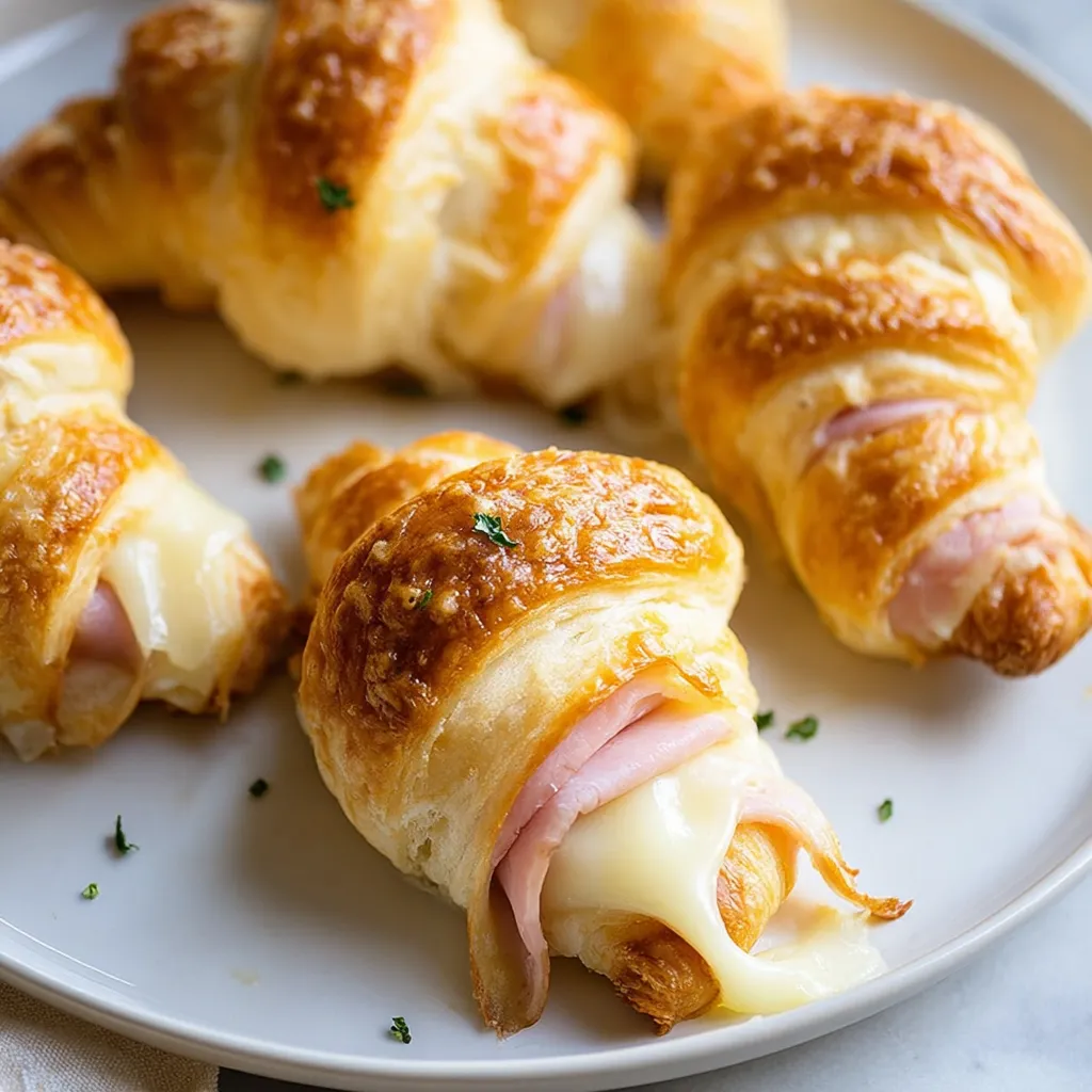 A plate of ham and cheese crescent rolls.