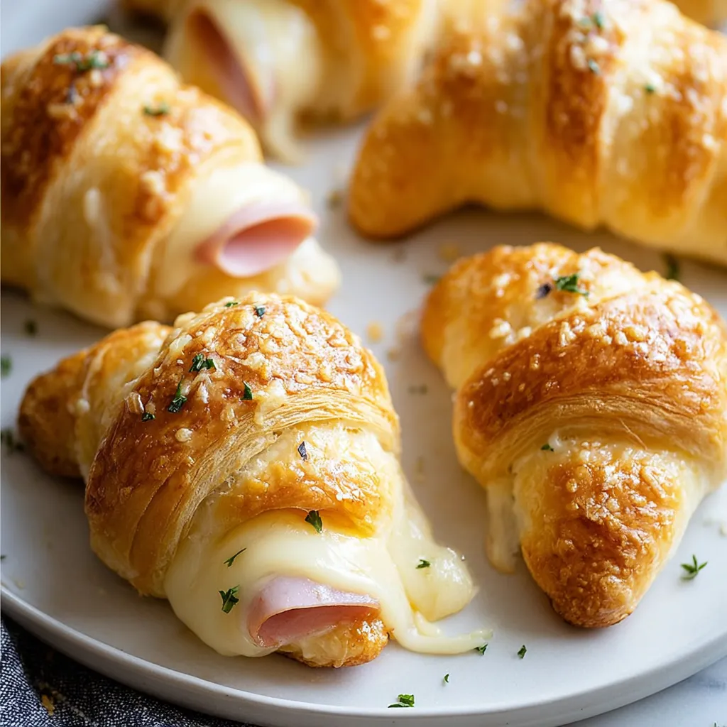 A plate of ham and cheese crescent rolls.
