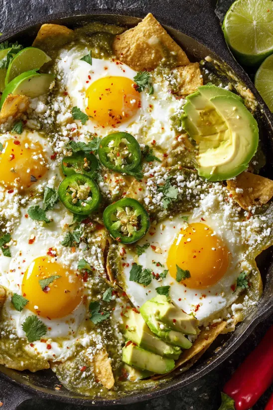A plate of food with eggs, salsa, and guacamole.