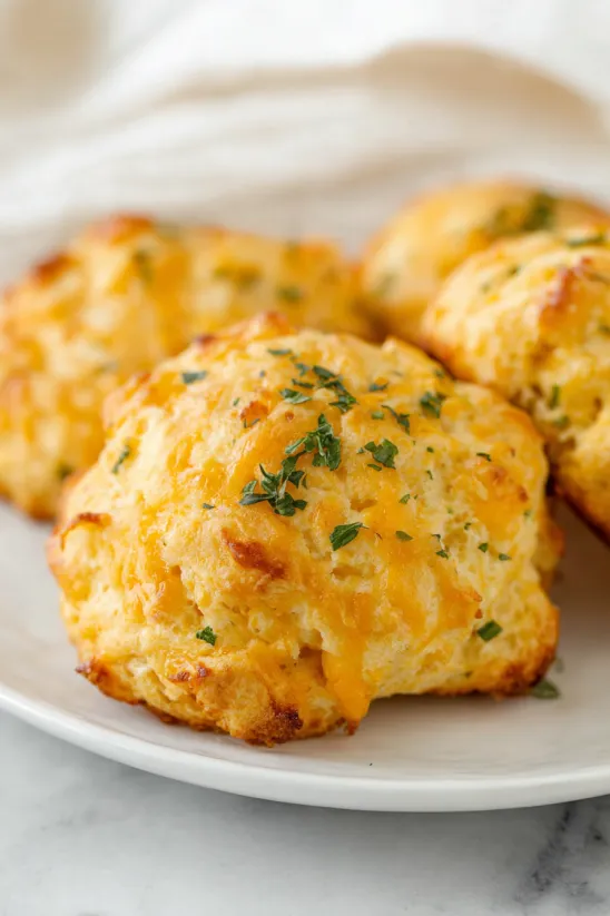 A plate of biscuits with cheese and herbs.