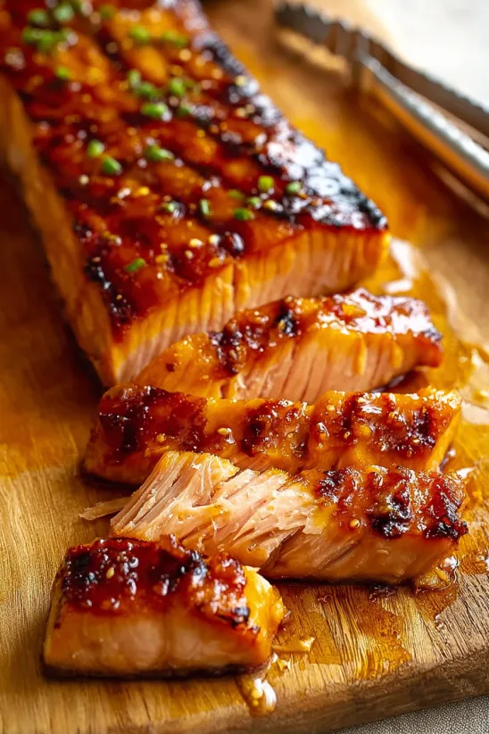 A piece of meat on a wooden table.