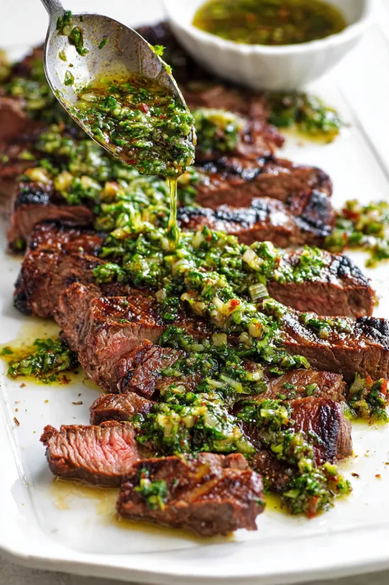 A piece of meat with sauce on it.