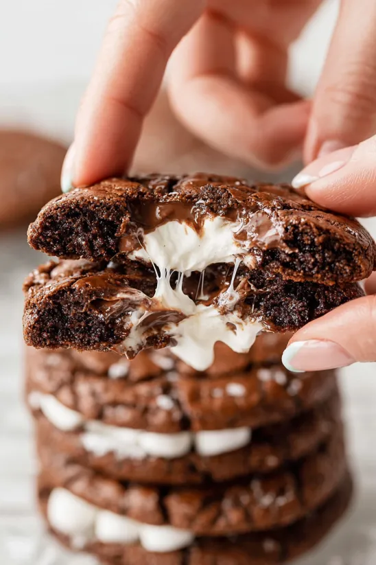 A chocolate chip cookie with white frosting.