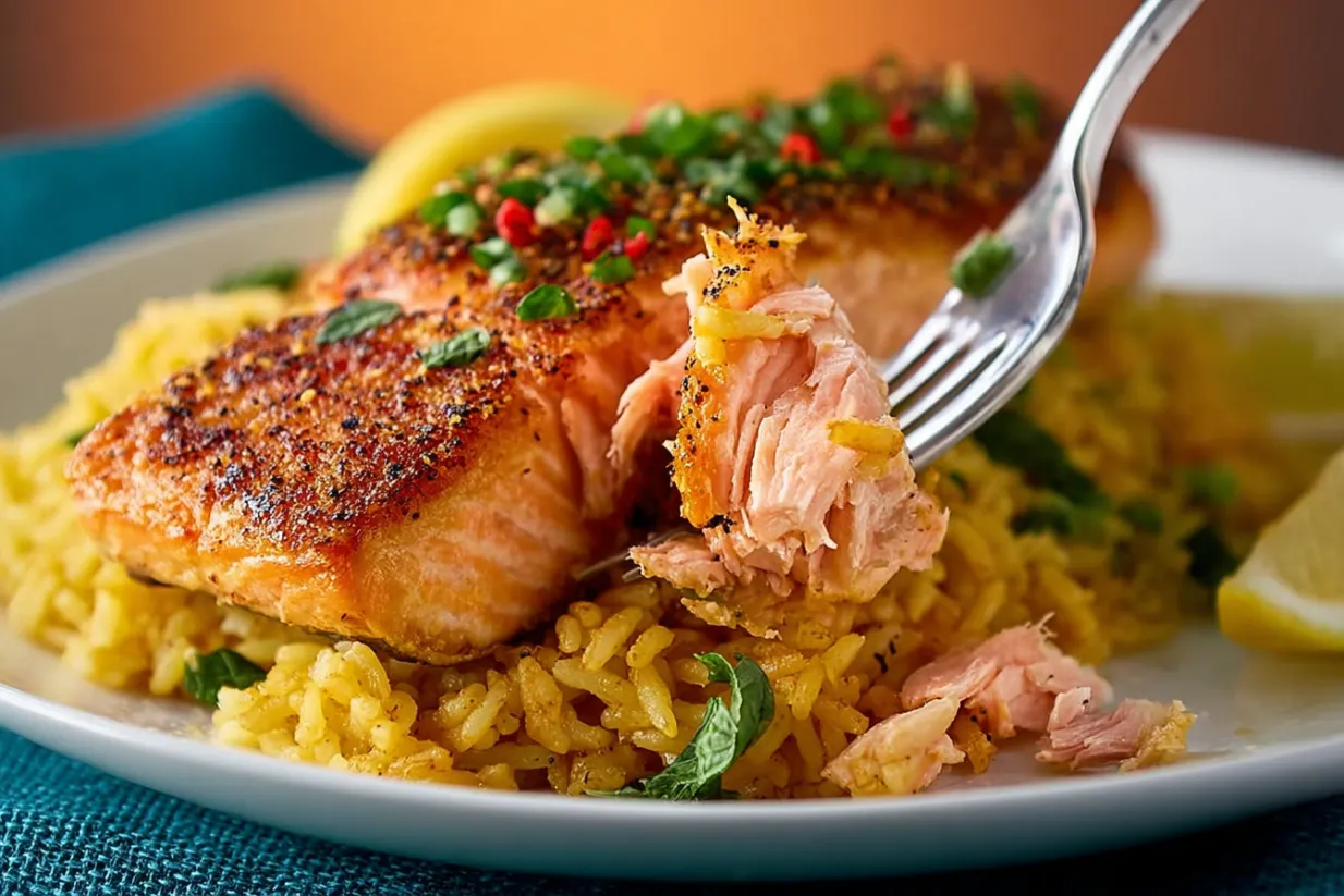 A plate of food with a fork on it.