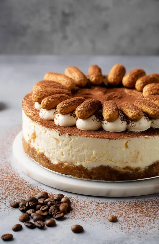 A cake with nuts on top.