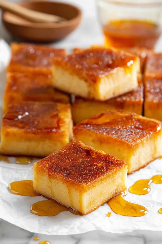 Sopapilla cheesecake on a white plate.