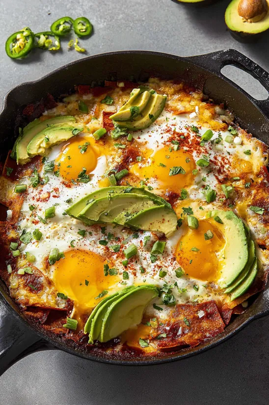 A fried egg with salsa on top.