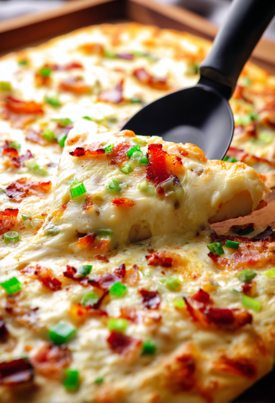 A slice of pizza with cheese and bacon.