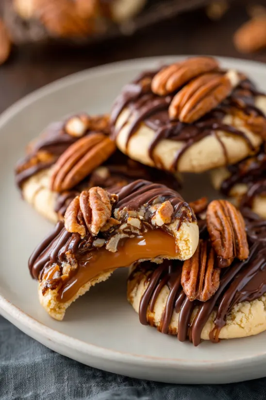 A plate of turtle cookies.
