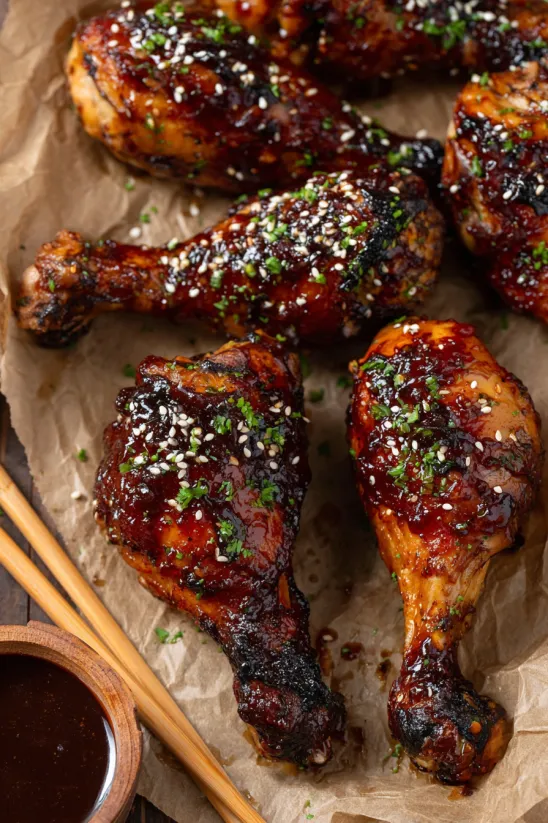 Sweet and Sticky Baked Chicken Drumsticks.