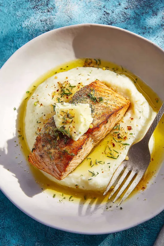 A grilled steelhead trout with chili-lime butter.