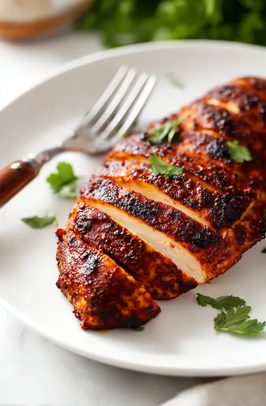 A piece of meat on a plate.