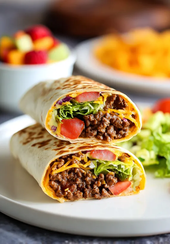 A plate with a burrito and a salad.