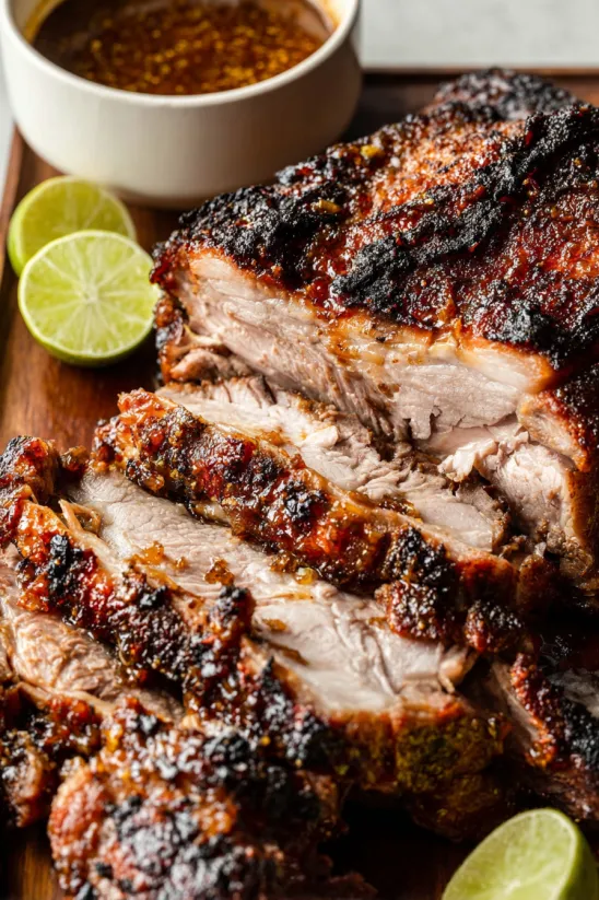 A pile of meat on a table.