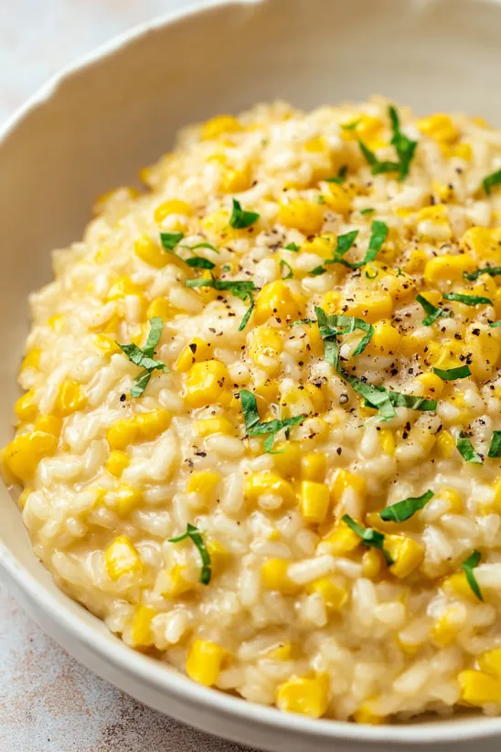 A bowl of rice with corn and green onions.