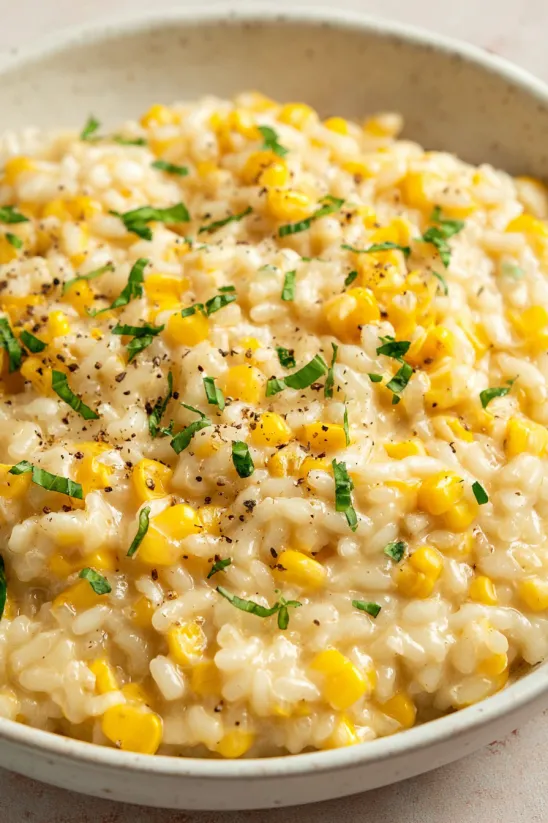 A bowl of rice with corn and green onions.