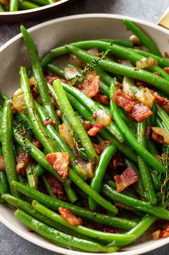Green beans with bacon and onions.