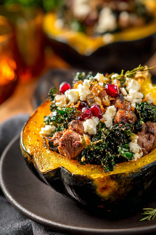 A bowl of food with meat and vegetables.