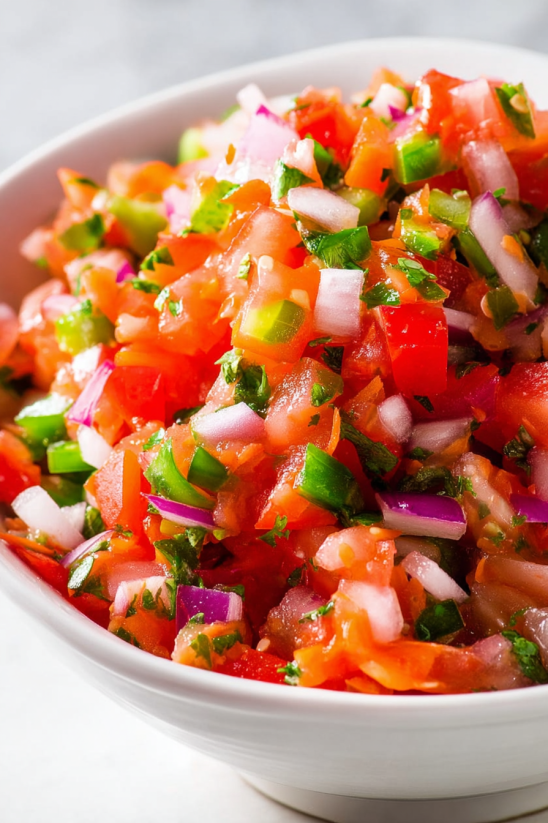 A bowl of sliced tomatoes and onions.