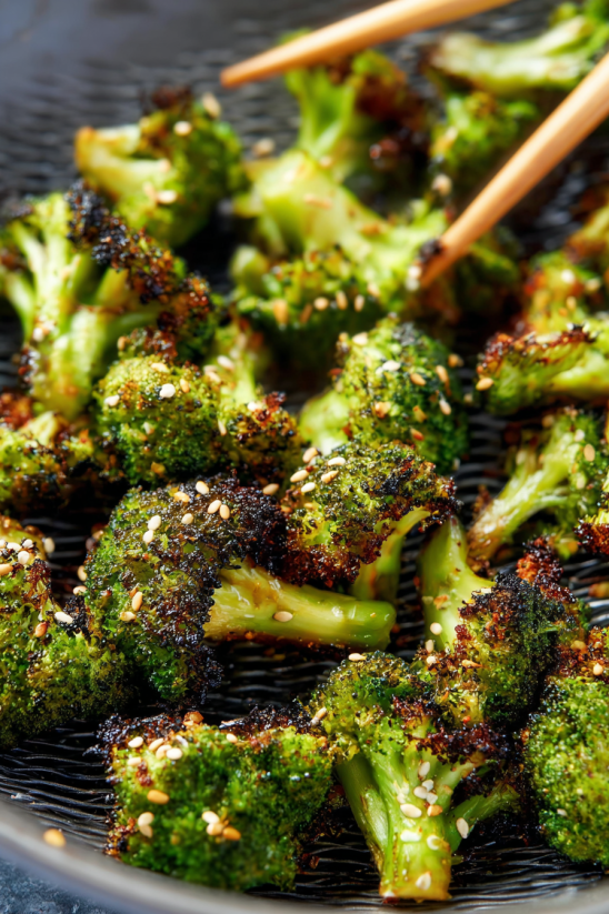 Air Fryer Asian Roasted Broccoli.