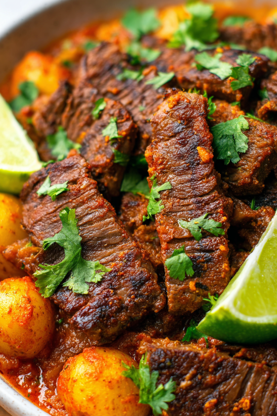 A plate of meat and vegetables.