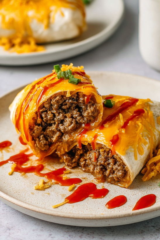 A plate of food with a red sauce.