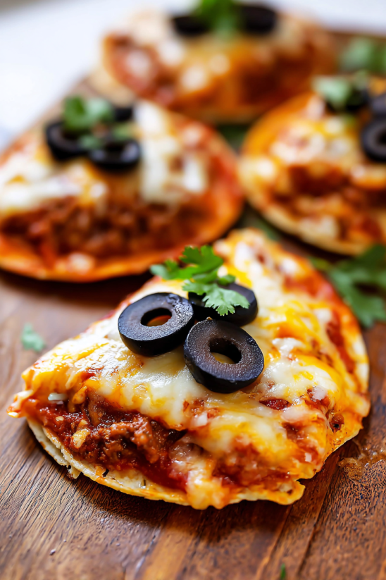 A slice of pizza with black olives on top.