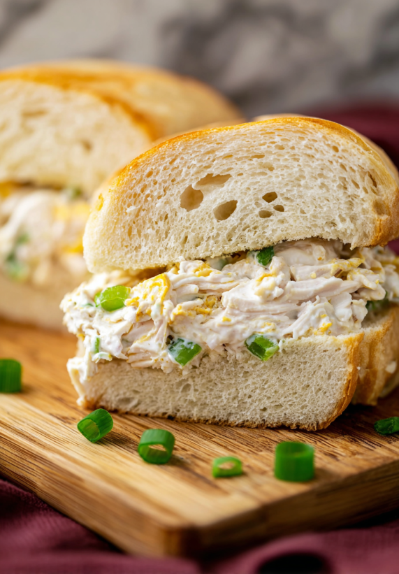 A sandwich with chicken and green peppers.