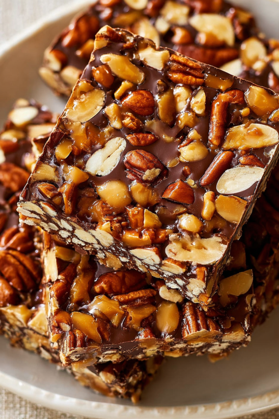 A close up of a pecan Christmas crack recipe.