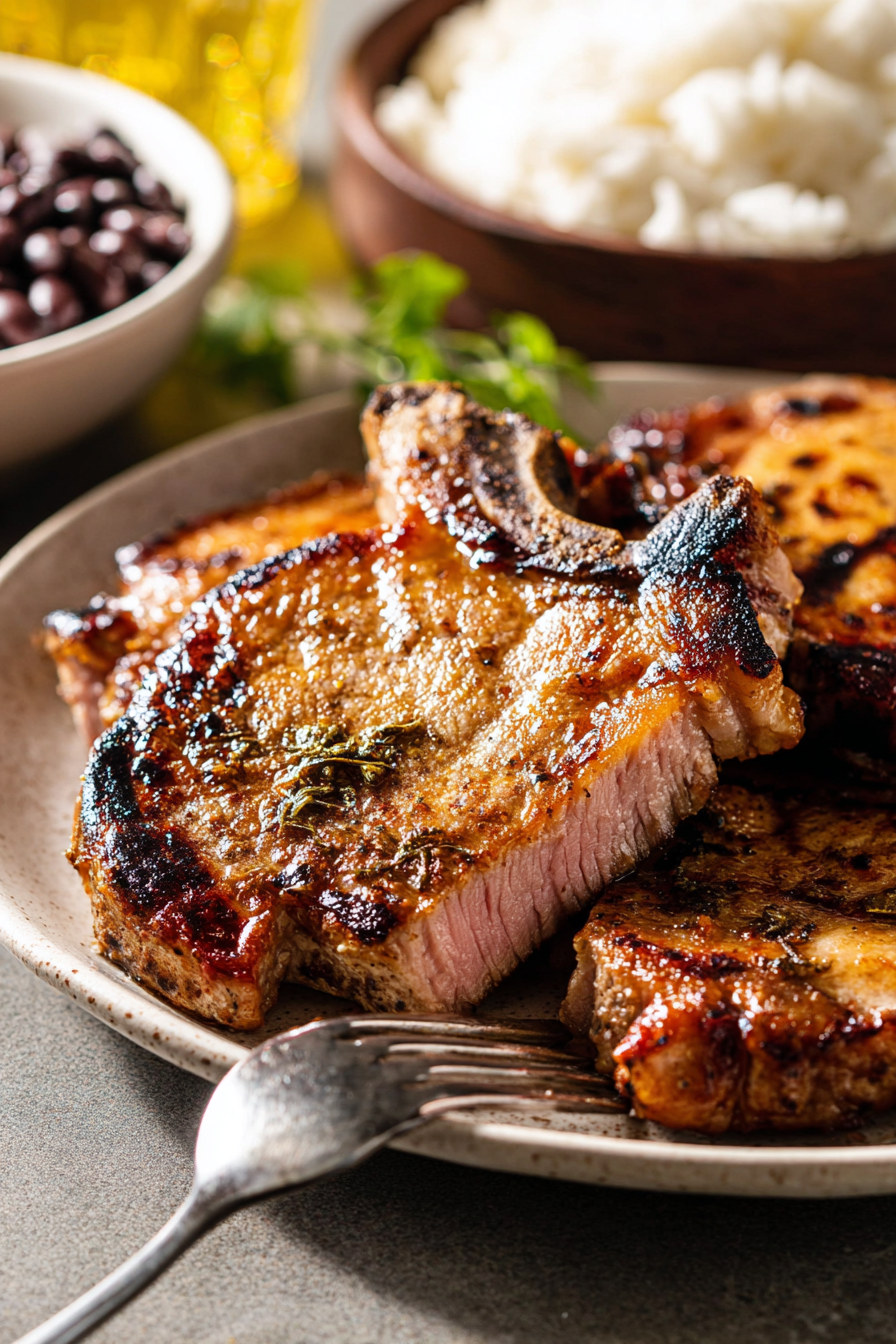 A plate of meat with a fork on it.