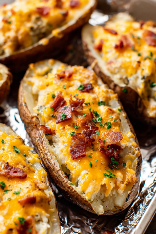 A plate of food with bacon and cheese.