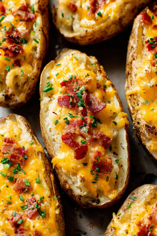 Bacon and cheese covered potatoes.