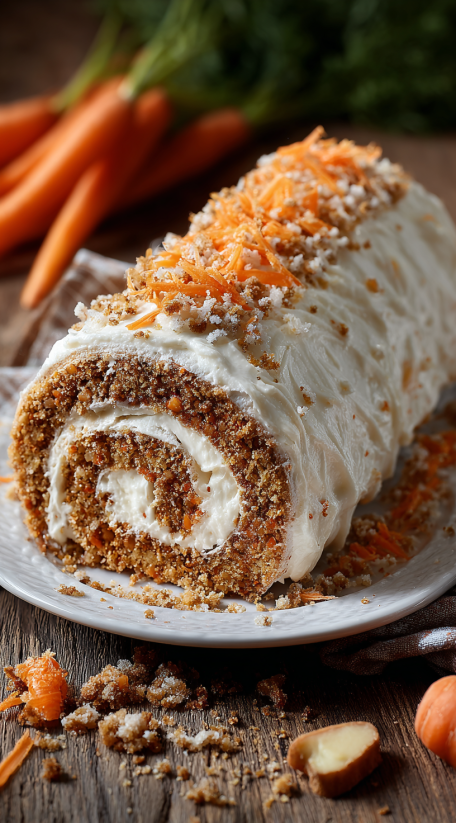 A cake with carrots on top.