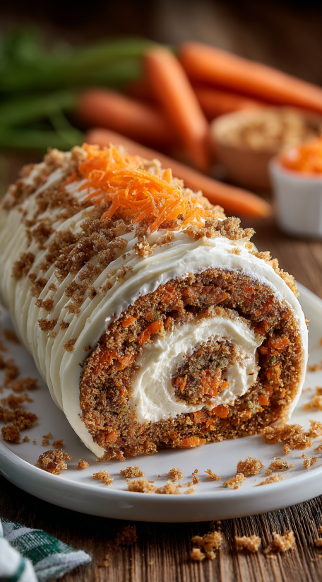 A cake with carrots on top.
