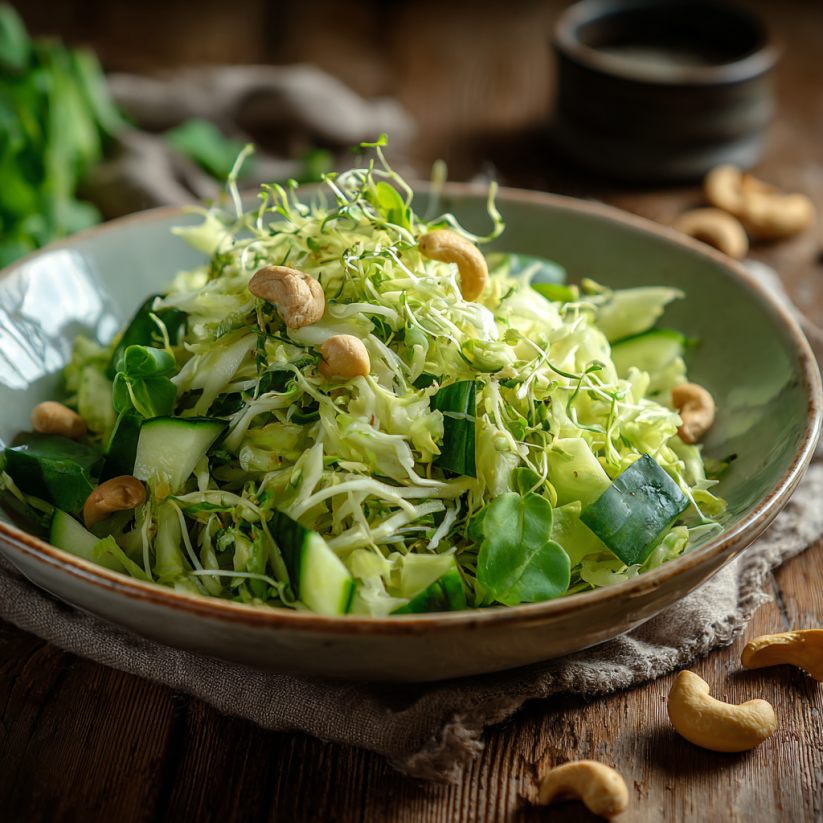 A bowl of green goddess salad.