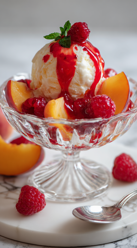 A bowl of peaches and cream.