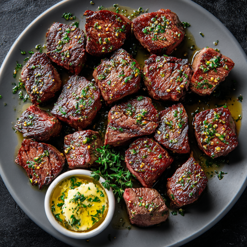 A plate of meat with a sauce.
