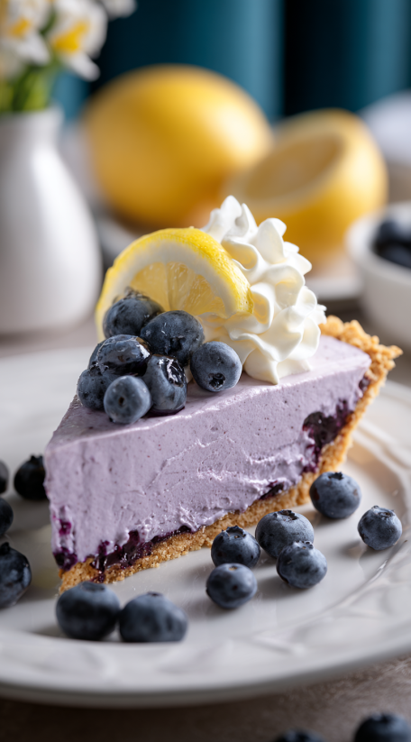 A slice of blueberry lemon pie.